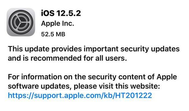 博白苹果手机维修分享iOS12.5.2发布，建议所有老苹果用户安装 